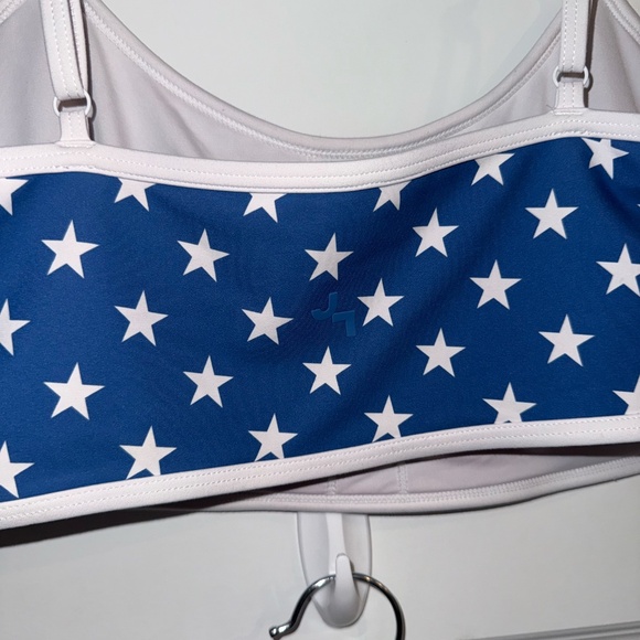 JoyLab Low-impact Sports Bra Blue And White Star Print Biker Shorts Set - Picture 6 of 9